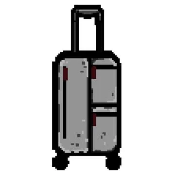 Expandable soft shell suitcase pixel art vector illustration Stock Illustration