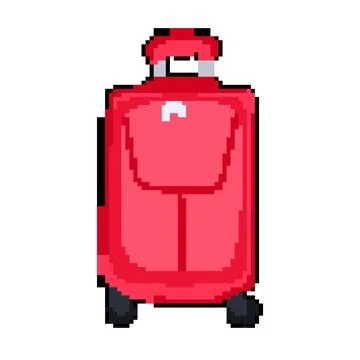 Expandable soft shell suitcase pixel art vector illustration Illustrazione stock