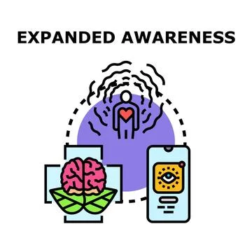 Expanded awareness concept connecting mind body and technology Stockillustratie