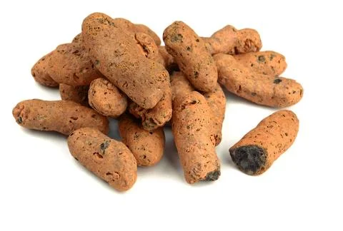 Expanded clay aggregate Stack of lightweight expanded clay aggregate isola... Stockfoto's