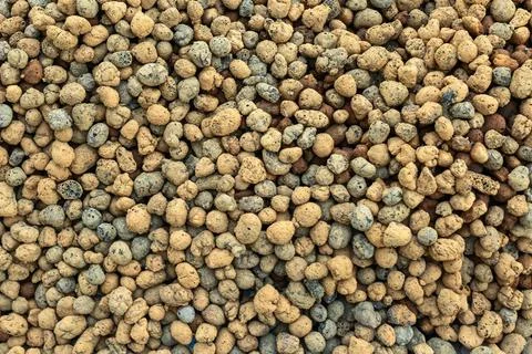 Expanded clay aggregate texture background for construction and gardening p.. Stock Photos