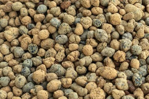 Expanded clay aggregate texture background for construction and gardening p.. Stock Photos
