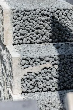 Expanded clay concrete blocks prepared for construction. The use of natural Stock Photos