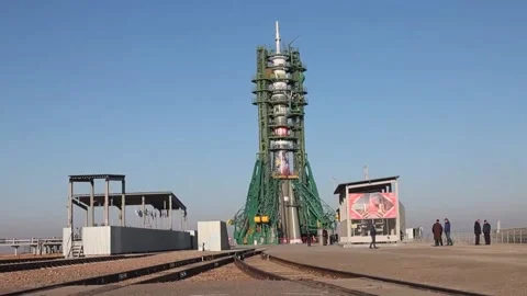 Expanded crew list unveiled in Kazakhstan for Russia-run Soyuz mission, KAZAKHST Stock Footage 321815446