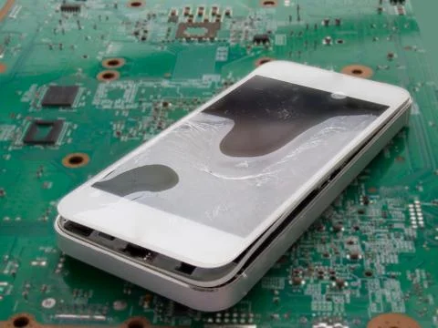 Expanded lithium ion battery in handheld mobile device Stock Photos