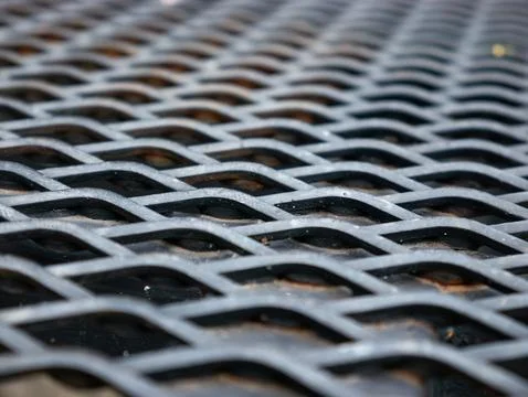 Expanded Metal Mesh Grid Pattern Texture with Diamond Holes Industrial Surfac Stock Photos