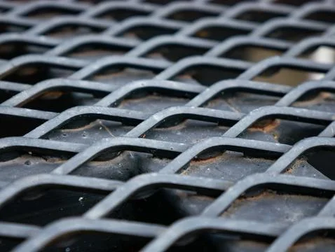 Expanded Metal Mesh Grid Pattern Texture with Diamond Holes Industrial Surfac Stock Photos
