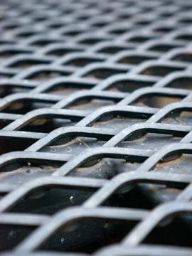 Expanded Metal Mesh Grid Pattern Texture with Diamond Holes Industrial Surfac Stock Photos
