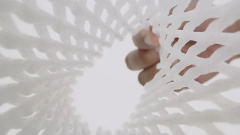 Expanded polyethylene foam mesh for Fruit Wrap To prevent bumps. Stock Footage 236745536