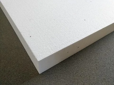 Expanded polystyrene layer on concrete subfloor Stock Photos