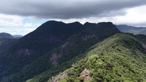 Expanding Aerial View of Layered Mountain Ridges in Dak Lak, Vietnam Stock Footage 343806809