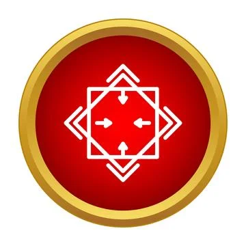 Expanding and contracting arrows icon in a red circle Illustrazione stock