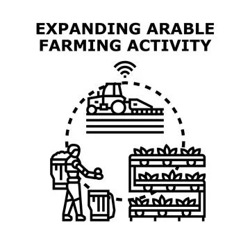 Expanding arable farming activity using technology concepts Stock Illustration