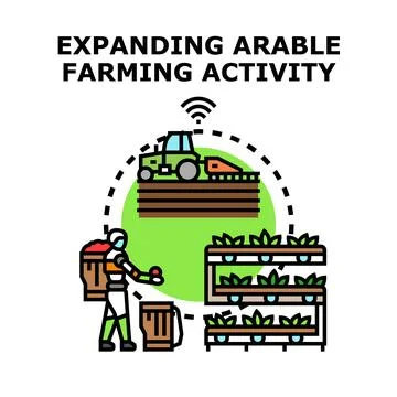 Expanding arable farming activity using technology concepts Stock Illustration