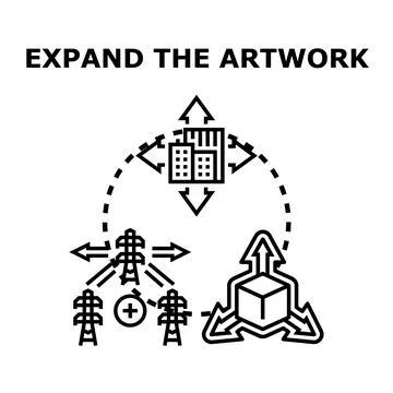 Expanding artwork concept with increasing scale infrastructure Stock Illustration