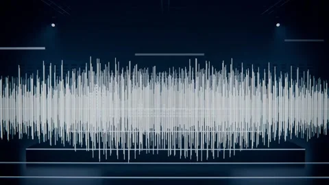 Expanding audio waveform responding to incoming sound, rising above platform Stock Footage 341865042