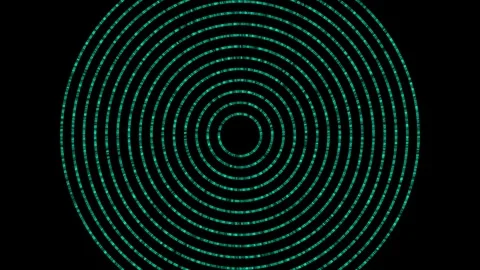Expanding Binary Circles: Green Digital Data Ripple on Black Canvas 库存影片 339181258