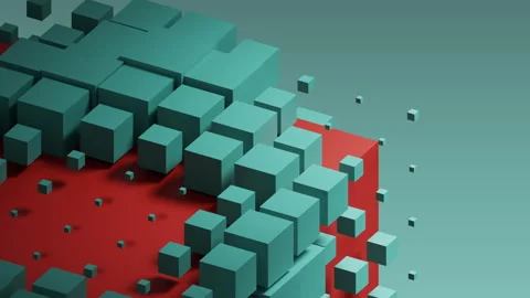 Expanding blocks create a detailed pattern surrounding the cube Stock Footage 305537233