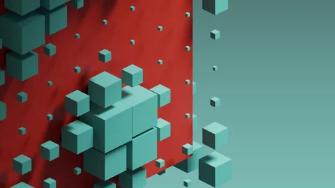 Expanding blocks create a detailed pattern surrounding the cube Stock Footage 305537367