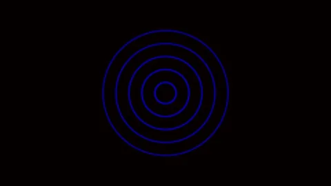 Expanding blue circles on black background. Vidéo 332090095