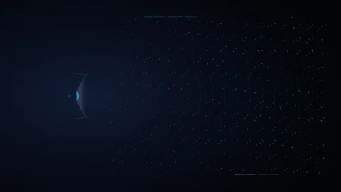 Expanding Blue Particle Grid Loop - Digital Data Core Tech Backdrop Stock Footage 341565081