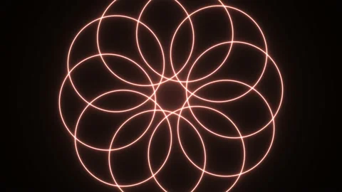 Expanding Circles From Single Ring Overlaid Interlocked Rings of Light Stock Footage 141025373