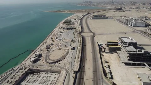 Expanding Coastal District with Road Infrastructure in Al Khobar Stockbeeldmateriaal 333902043