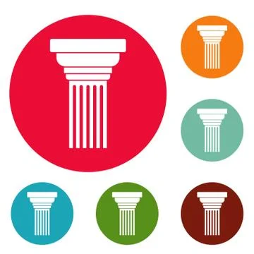 Expanding column icons circle set Stock Illustration