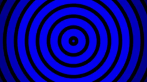 Expanding concentric circles creating hypnotic visual art loop of blue and .. Stockbeeldmateriaal 334829636