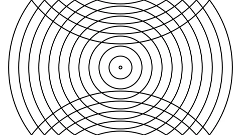 Expanding Concentric Circles Like Radio Waves or Ripples on Water. Stock Footage 340774690