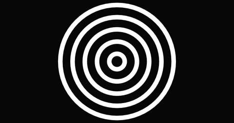 Expanding concentric white circles pulsating against dark backdrop, creating Stock Footage 320429953
