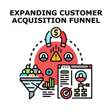 Expanding customer acquisition funnel strategy marketing concept Stock Illustration