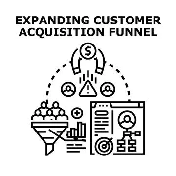 Expanding customer acquisition funnel strategy marketing concept Stock Illustration