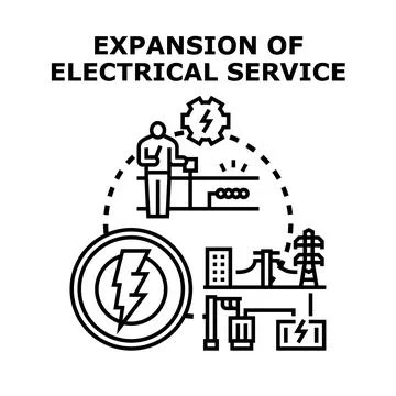 Expanding electrical service and power grid infrastructure development Stock Illustration