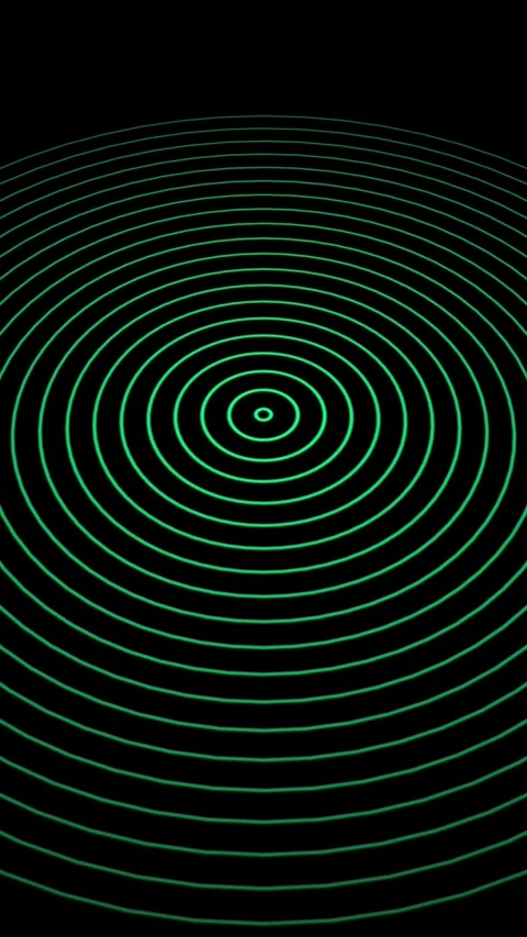 Expanding green concentric circles on black background creates abstract vis.. Vídeos de archivo 338421649