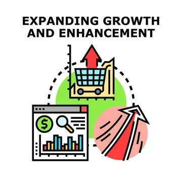 Expanding growth enhancement with data analytics and sales increase Stock Illustration