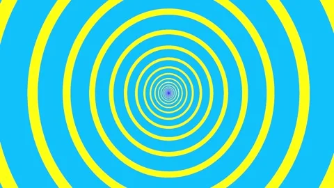 Expanding infinity rings pattern in blue on bright yellow Stock Footage 270056580