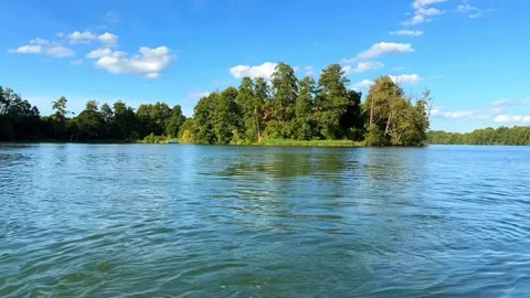 Expanding Lake View: Wide-Angle Perspective, Speeded Up Footage Stock Footage 282274013