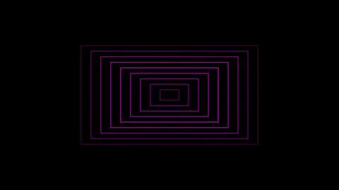 Expanding magenta rectangle outlines pattern on black background, creating .. Illustrazione stock