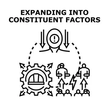 Expanding problem into constituent factors concept Illustrazione stock