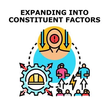 Expanding problem into constituent factors concept Stock Illustration