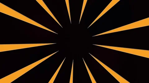 Expanding radial sun triangle pattern in orange on black Stock Footage 273143585