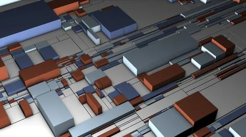 Expanding reality of rectangles. Motion. Extraordinary 3d moving surface with Illustrazione stock