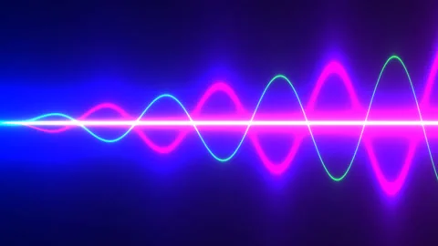Expanding Sound Audio Wave Waveform Growing in Loudness Across Frame Stock Footage 139716419