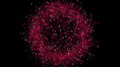 Expanding sphere of flying digital numbers technological abstract background Stock Footage 327567791