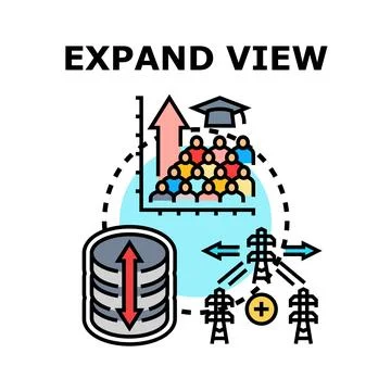 Expanding view, knowledge, and data distribution concept Stock Illustration