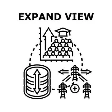 Expanding view, knowledge, and data distribution concept Stock Illustration