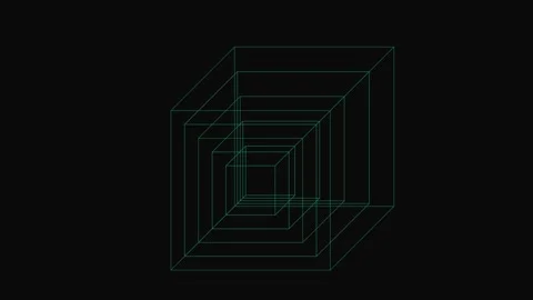 Expanding Wireframe Cubes Seamless Loop Abstract Motion Graphics Vidéo 333954771