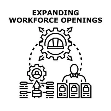 Expanding workforce openings seeking new employees concept Stock Illustration