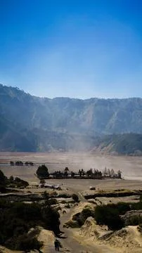 Expanse of sand on the Mount Bromo volcano  Foto stock